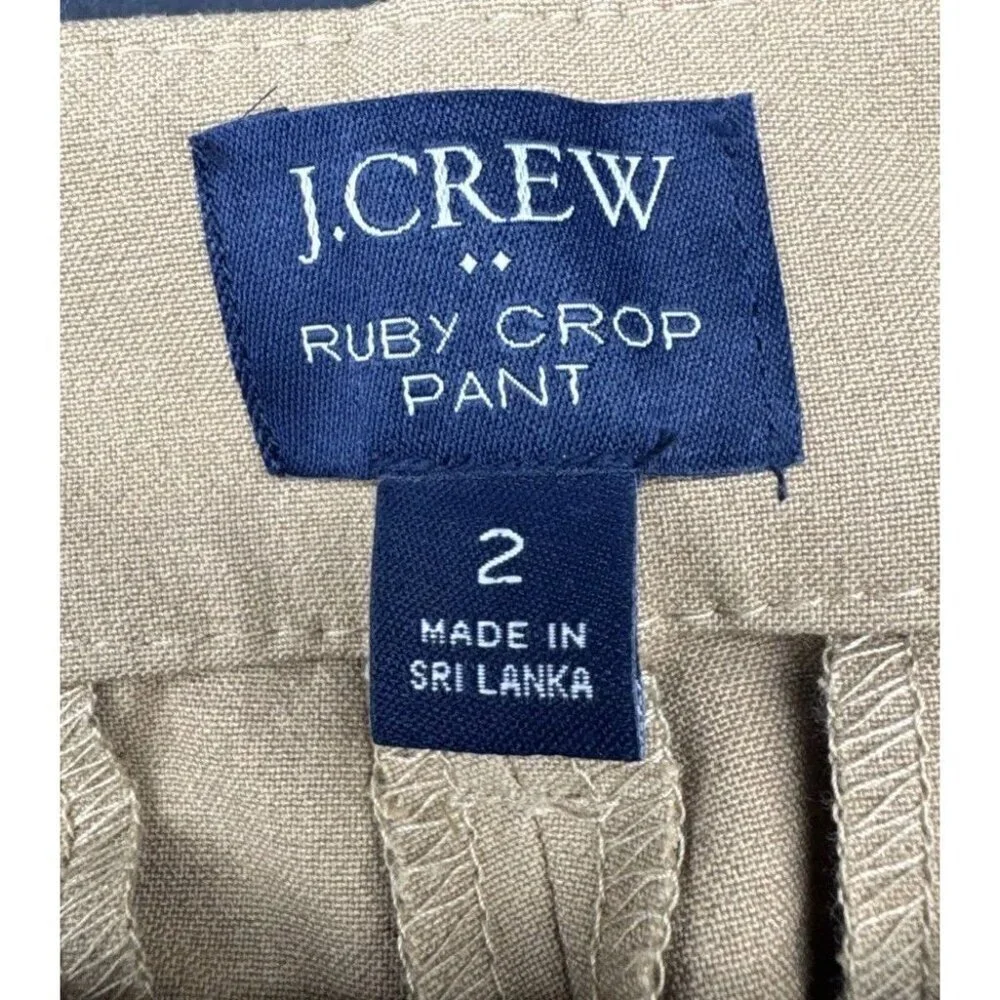 J.CREW Women’s‎ Brown Ruby Cropped Pants Stretch Twill Sz 2 Casual Business